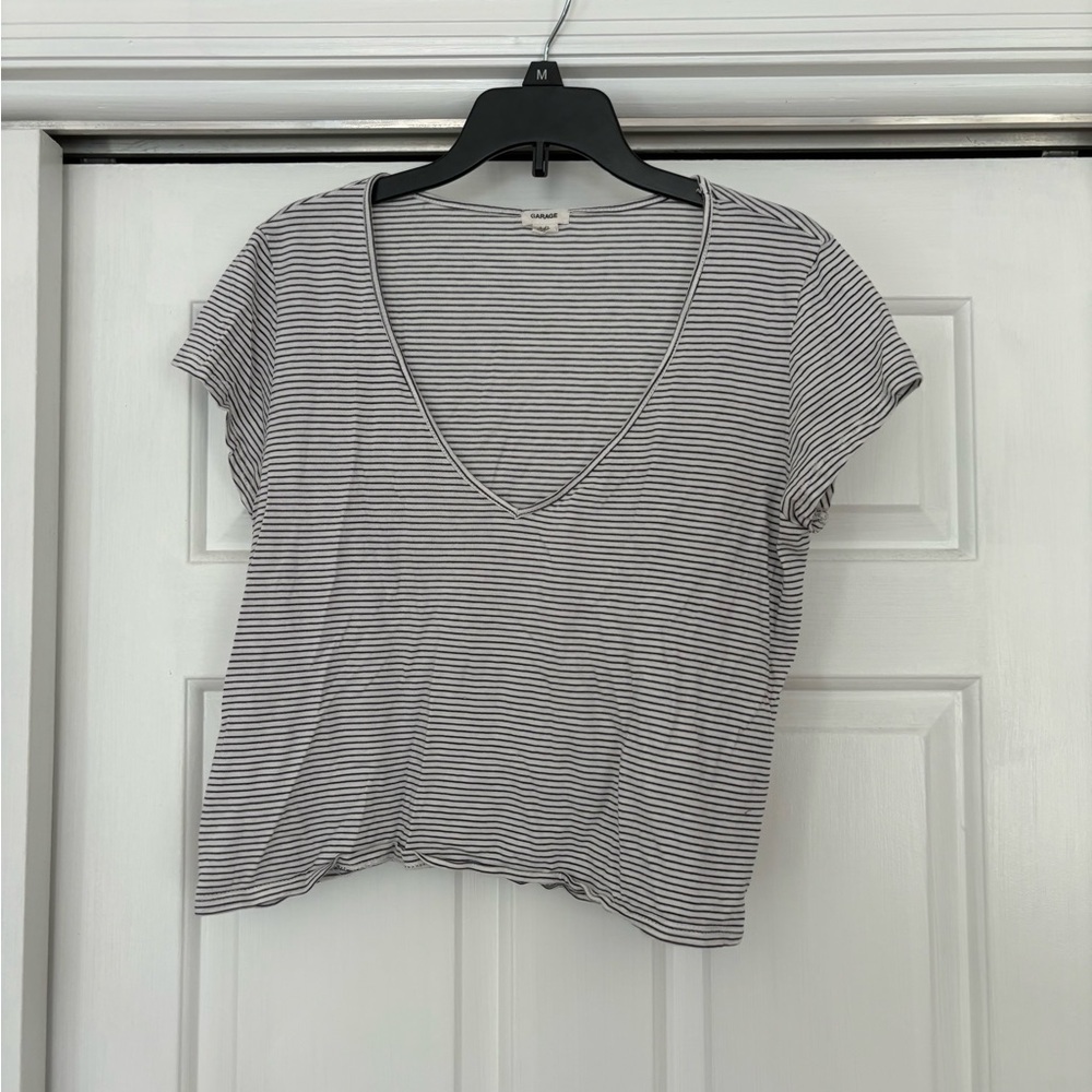 Garage Striped V-Neck Top